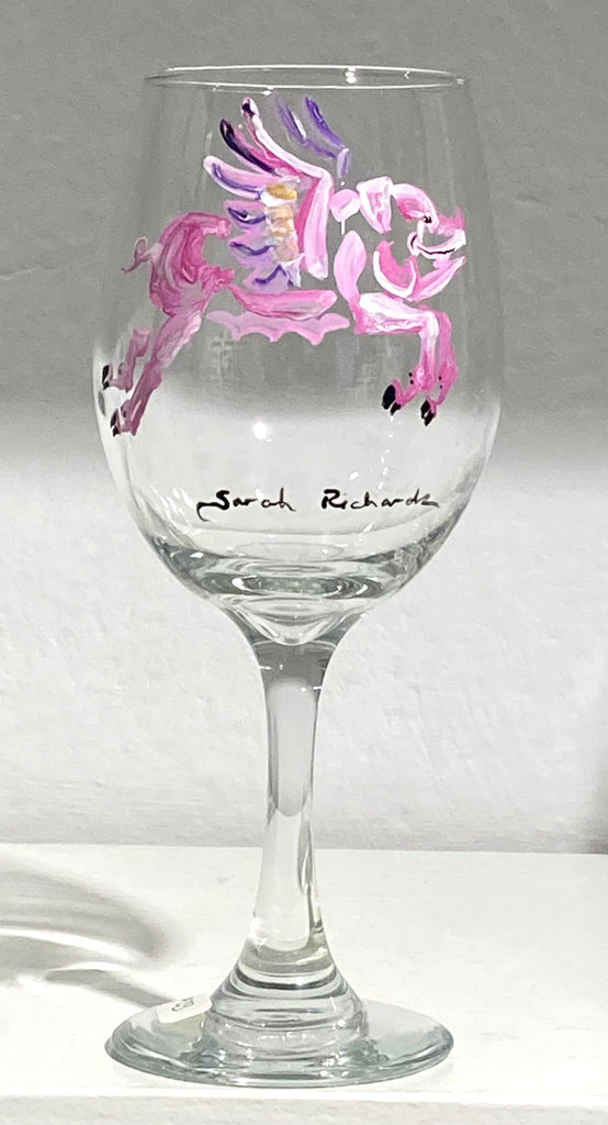 Hand-painted Wine Glass (stemless); non-equine image
