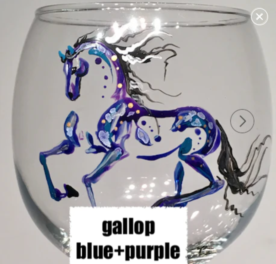 Hand-painted Shot Glass; Equine image