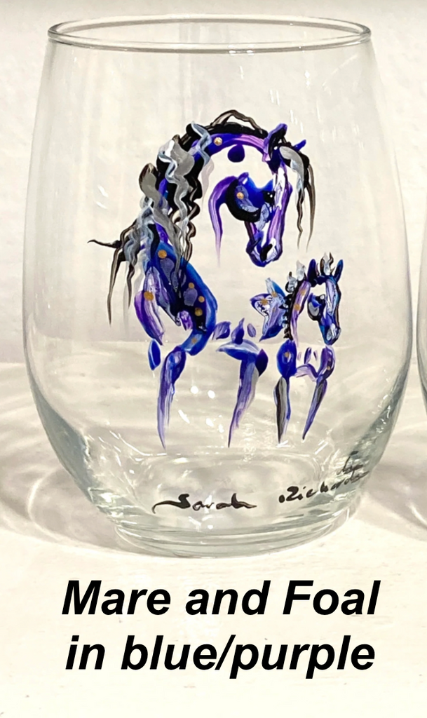 Hand-painted Rocks Glass; Equine image
