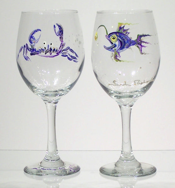 Pair of Equine inspired stemmed wine glasses. - Sarah Lynn Richards~ custom  equine art, drinkware, and clothing.