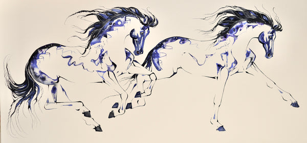 "Sky Dance" with 23K gold leaf framed to 35x52 inches