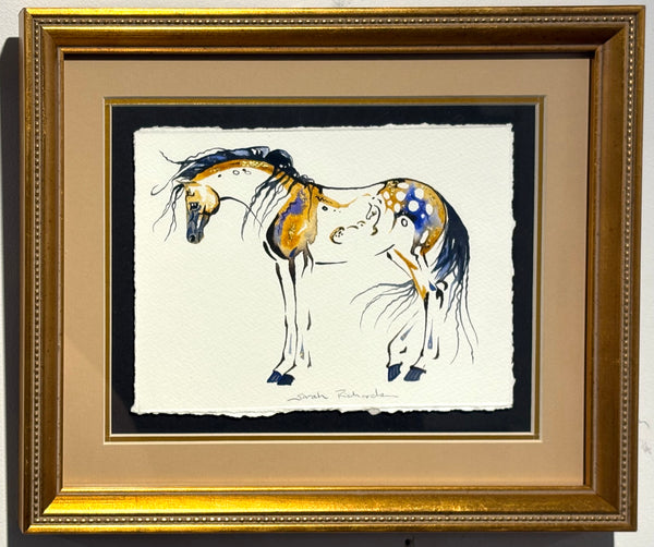 Mare with hidden foal and  23K gold leaf, approximately 9x11 $195