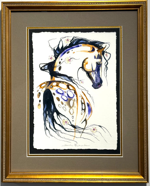Stallion looking right with 23K gold leaf, approximately 12x15 $245
