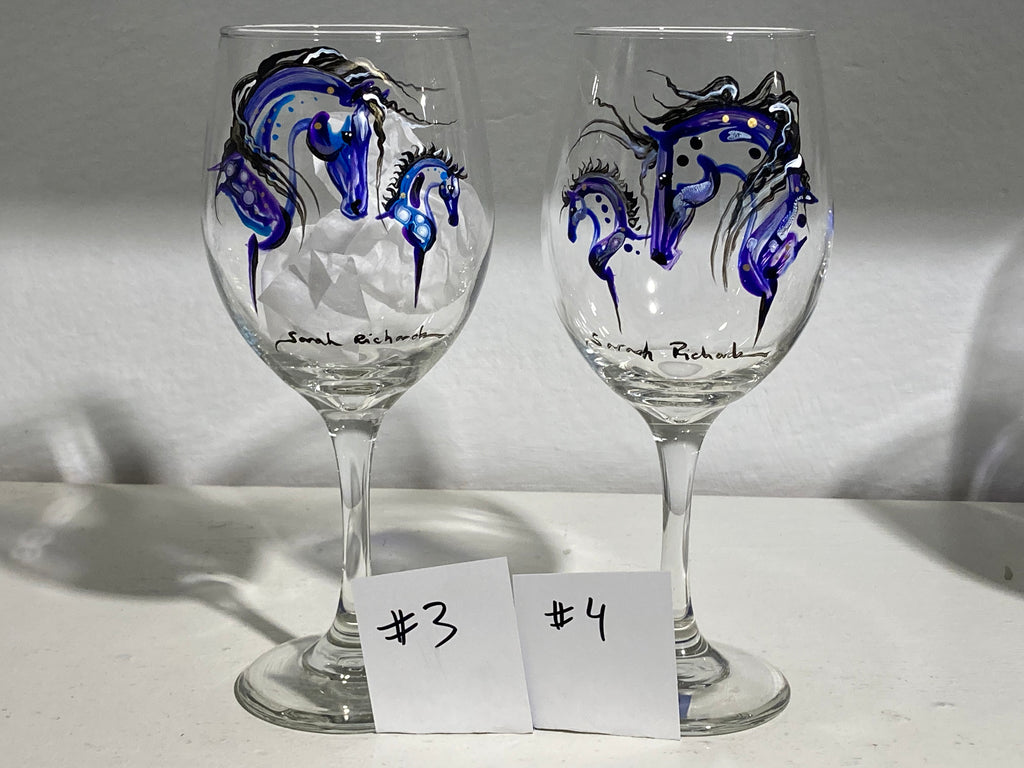 Mare and Foal stemmed wine glass