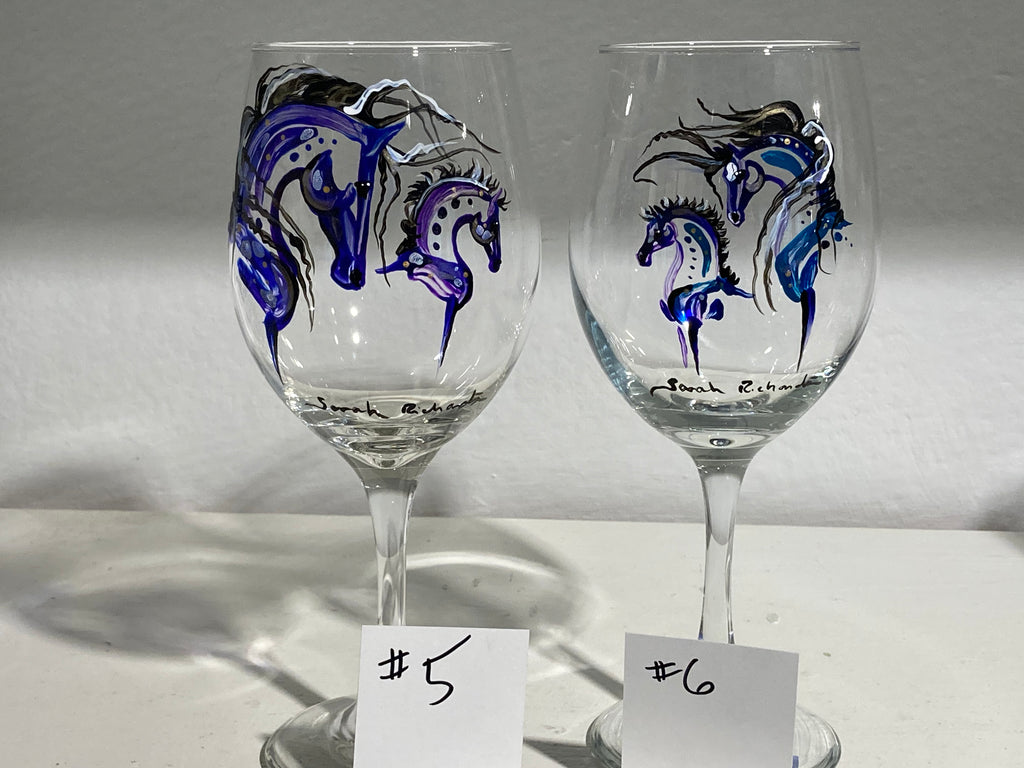 Mare and Foal stemmed wine glass