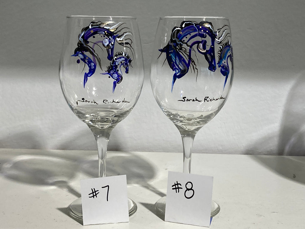 Mare and Foal stemmed wine glass