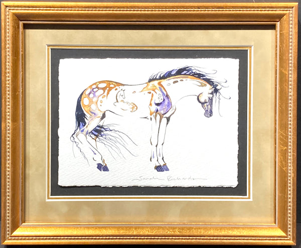 Mare with hidden foal and 23K gold leaf, approximately 9x11 $205