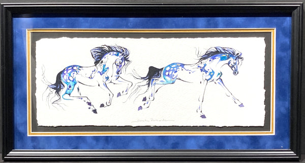 Two horses with hidden dancers and 23K gold leaf, approximately 9x17 $295