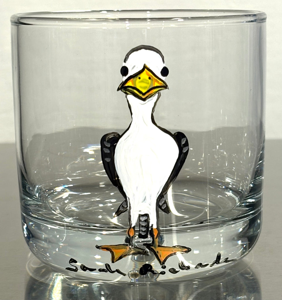 Hand-painted Rocks Glass; non-equine image
