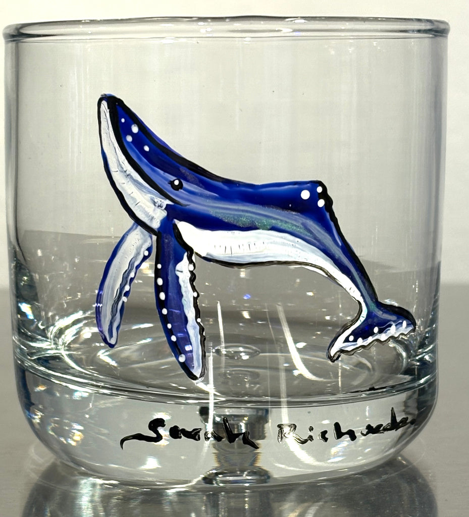 Hand-painted Rocks Glass; non-equine image