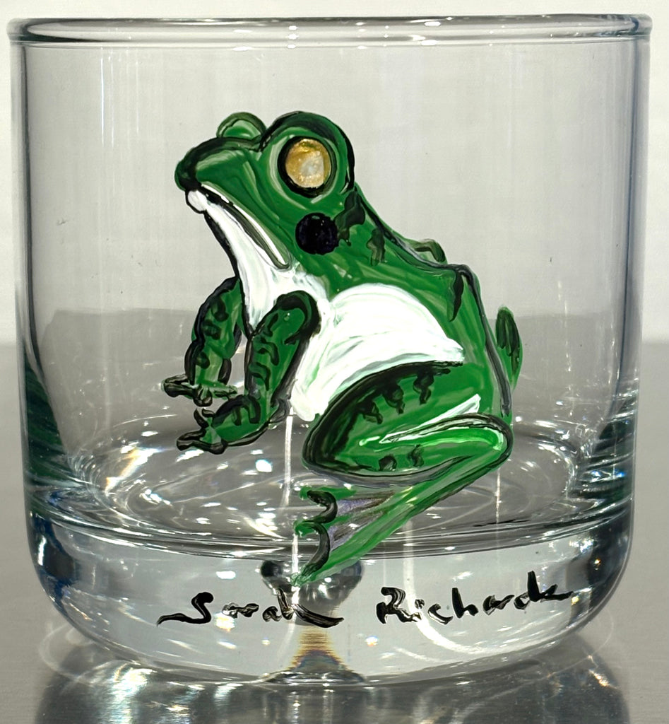 Hand-painted Rocks Glass; non-equine image