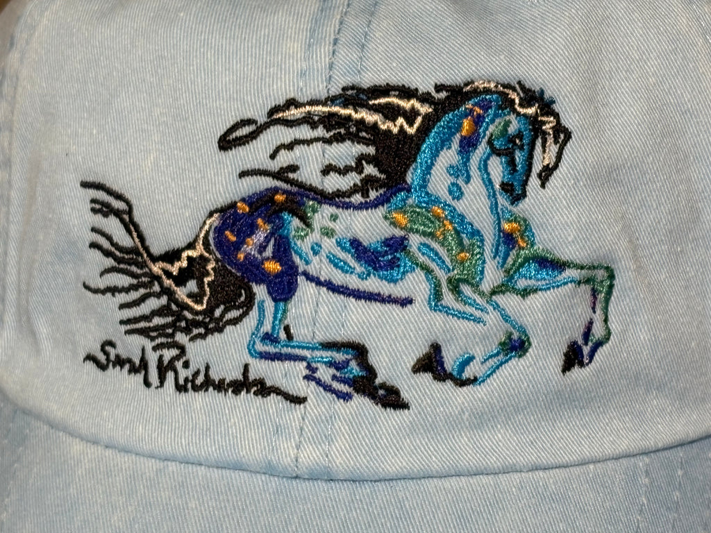 Galloping horse embroidered caps