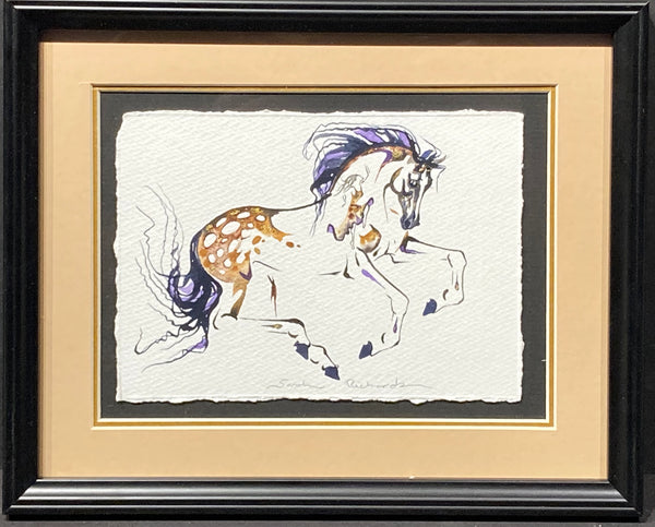 Galloping horse with hidden dancer and 23K gold leaf approx 9x11 $205