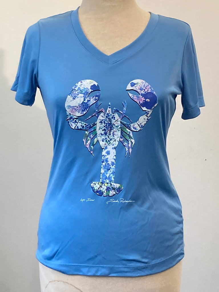 Womens v-neck Lobster shirt short sleeve