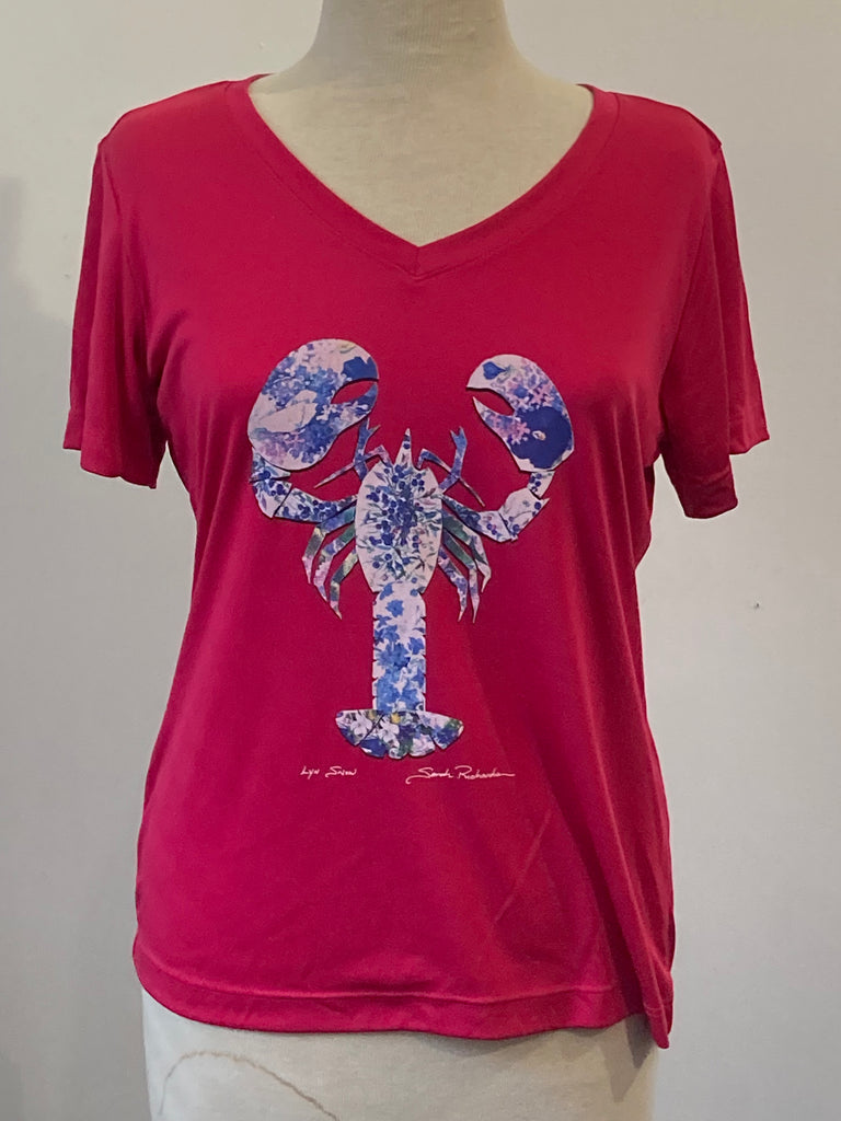 Womens v-neck Lobster shirt short sleeve