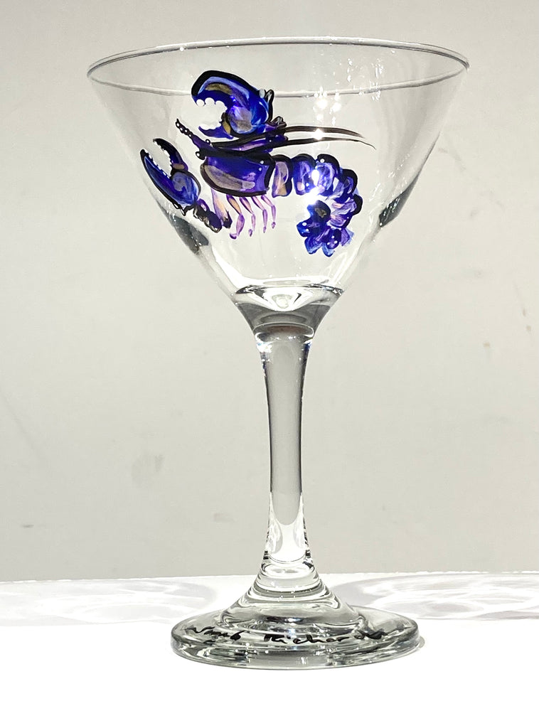 Hand-Painted Martini Glass; non-equine image