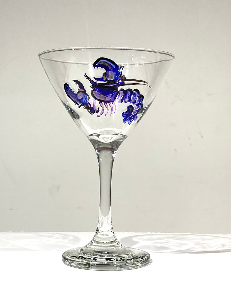 Hand-Painted Martini Glass; non-equine image