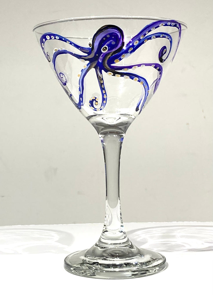 Hand-Painted Martini Glass; non-equine image