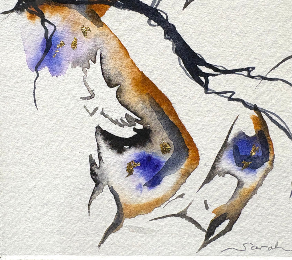 Spanish Horse Head with hidden birds with 23K gold leaf, framed to approx 9x11, $195