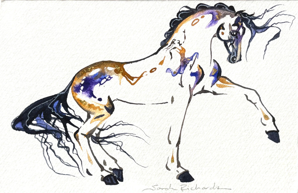 Tan piaffe with hidden dancer with 23K gold leaf, framed to approx 9x11, $195