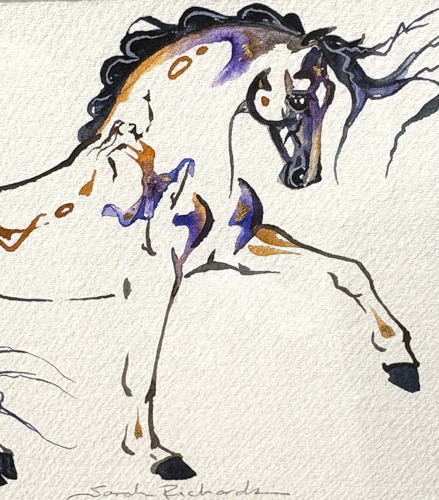 Tan piaffe with hidden dancer with 23K gold leaf, framed to approx 9x11, $195