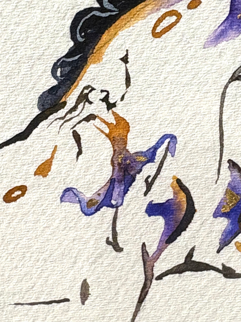 Tan piaffe with hidden dancer with 23K gold leaf, framed to approx 9x11, $195