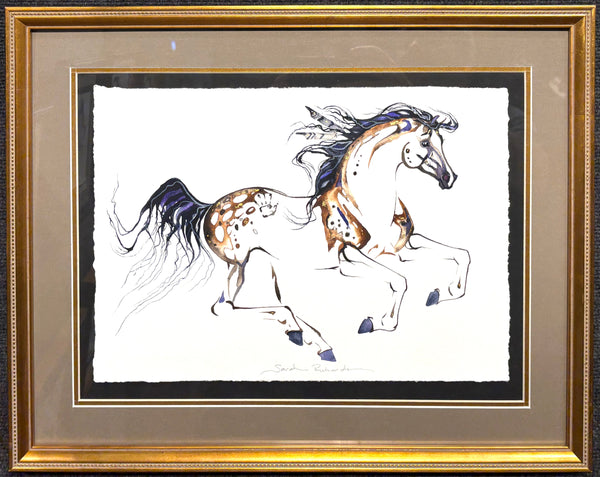 War Pony with 23K gold leaf, framed to approx 17x21 $350