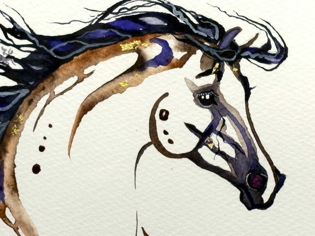 War Pony with 23K gold leaf, framed to approx 17x21 $350