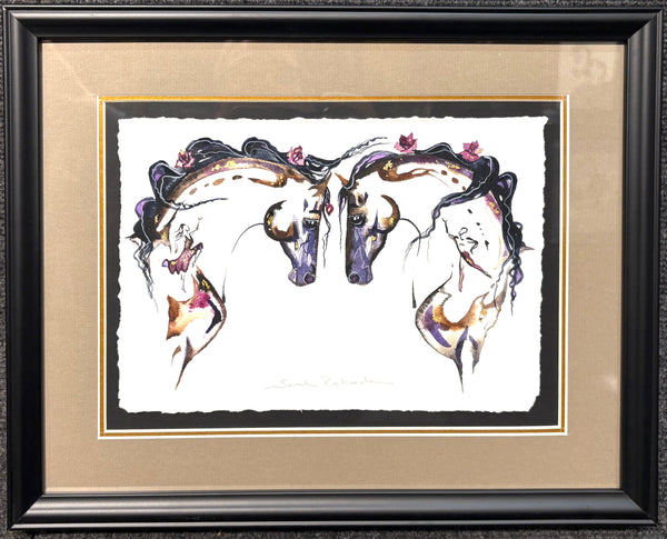 Male and Female dancers with 23K gold leaf, framed to approx 12x15, $250