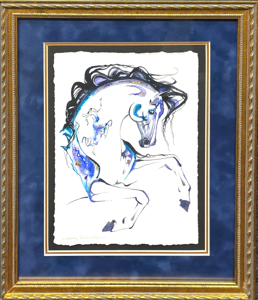 Rearing horse with hidden dancer and 23K gold leaf 17x21 $350