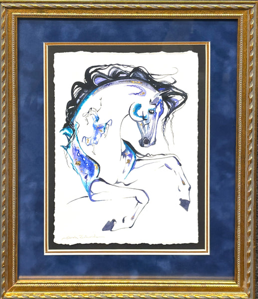 Rearing horse with hidden dancer and 23K gold leaf 17x21 $350