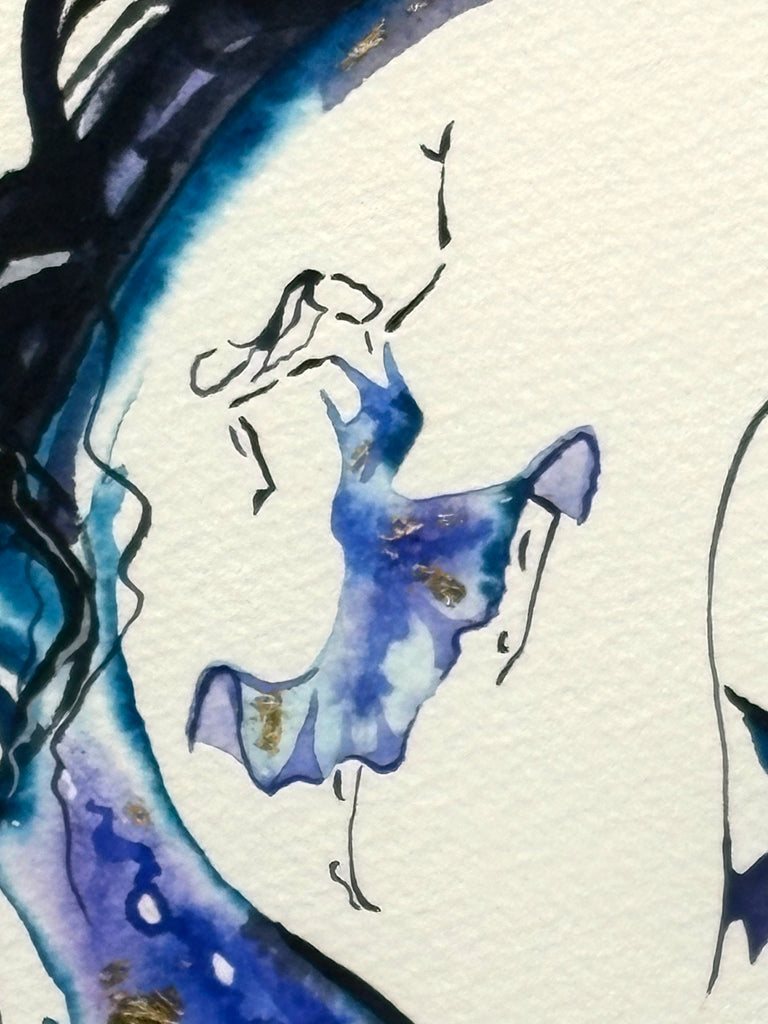 Rearing horse with hidden dancer and 23K gold leaf 17x21 $350