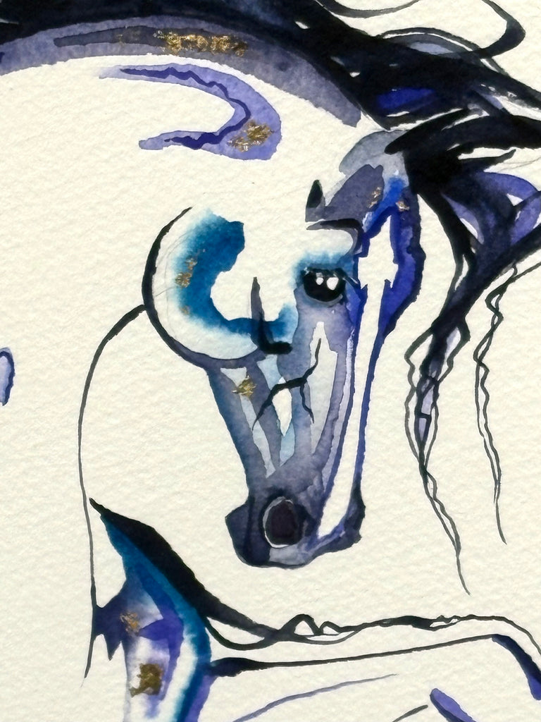 Rearing horse with hidden dancer and 23K gold leaf 17x21 $350