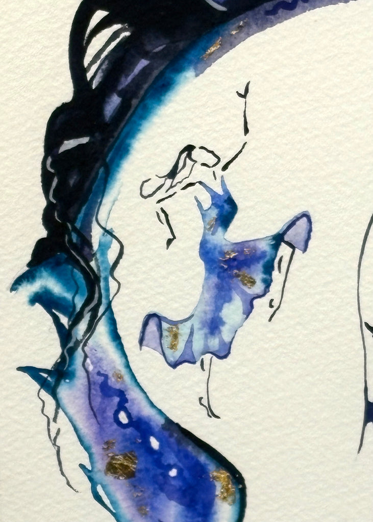 Rearing horse with hidden dancer and 23K gold leaf 17x21 $350