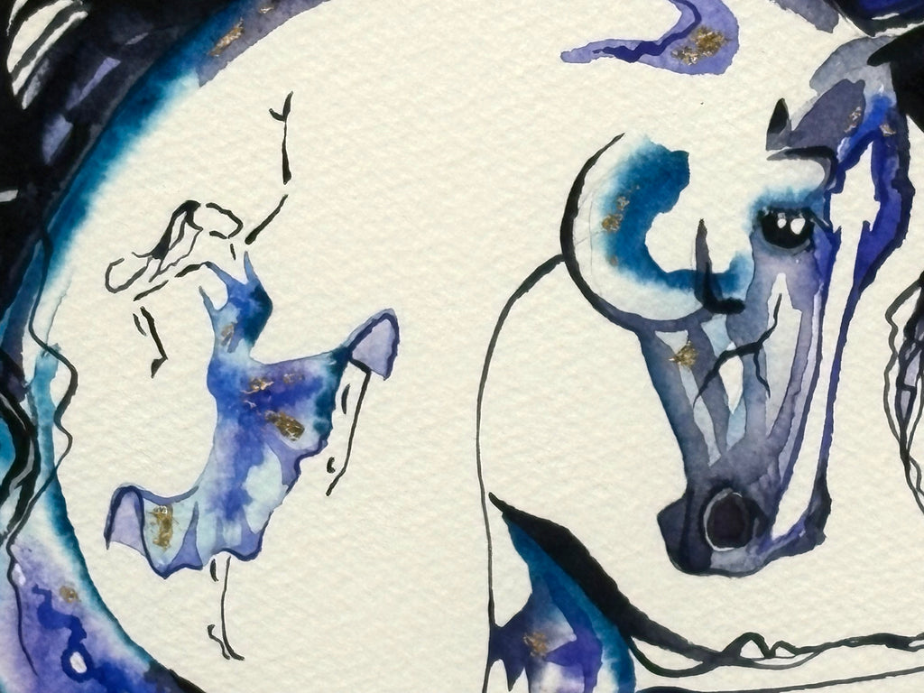 Rearing horse with hidden dancer and 23K gold leaf 17x21 $350