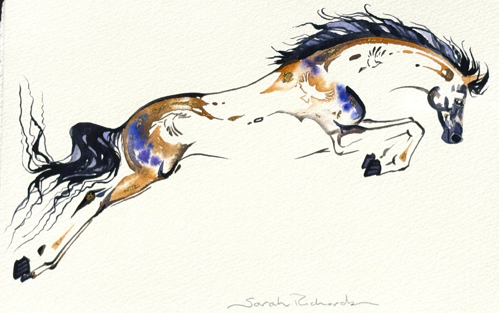 Jumper with hidden birds with 23K gold leaf, framed to approx 13x16, $250