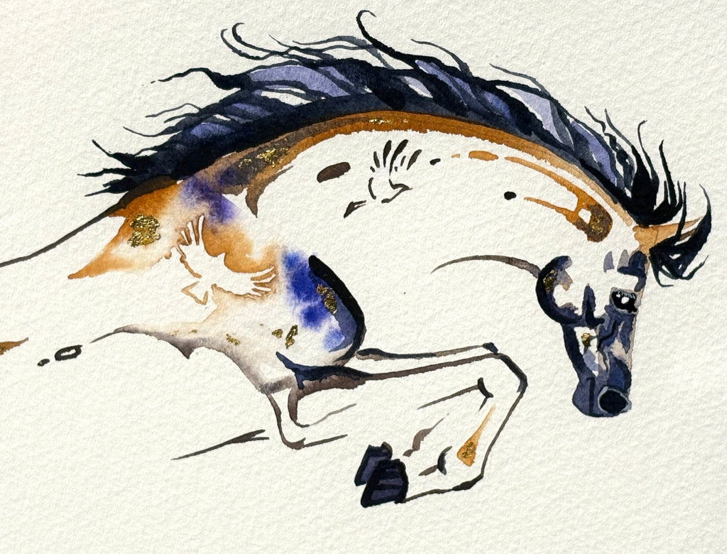 Jumper with hidden birds with 23K gold leaf, framed to approx 13x16, $250