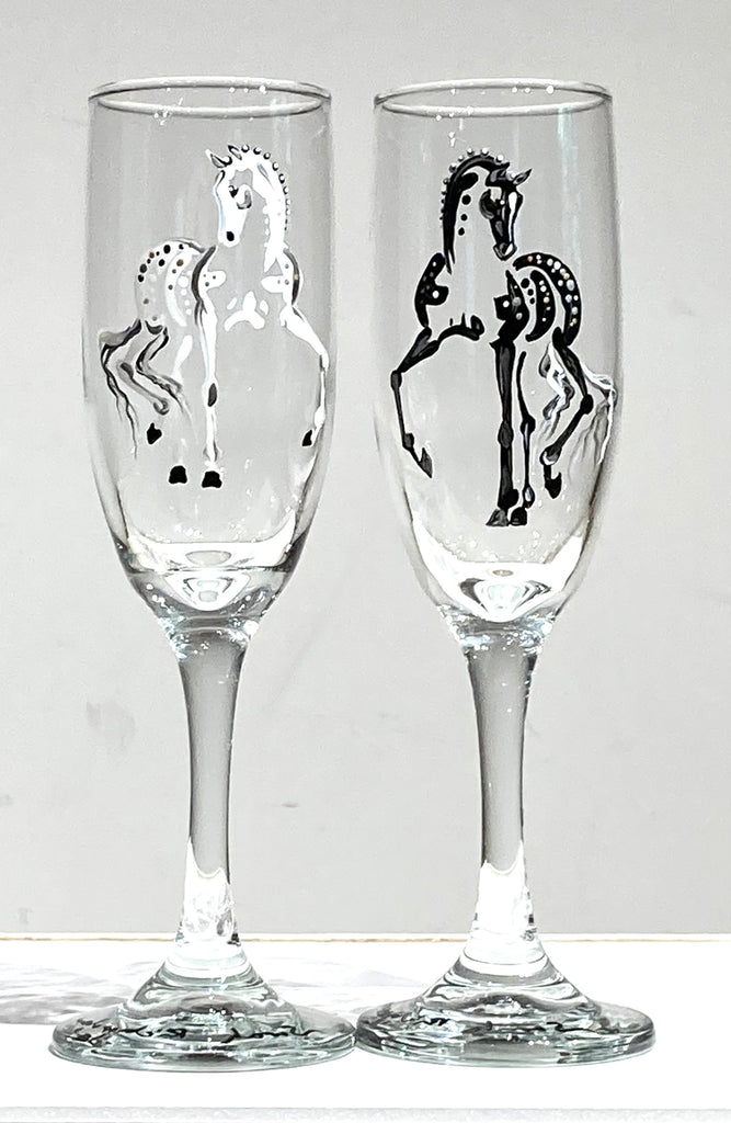 A Bride and Groom (pair) Champagne flutes