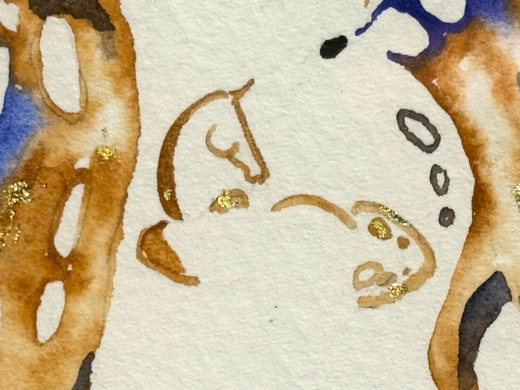 Two mares with Hidden Foals with 23K gold leaf, framed to approx 13x16, $250