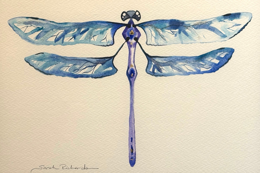 Dragonfly with 23K gold leaf framed to approx 12x15, $225