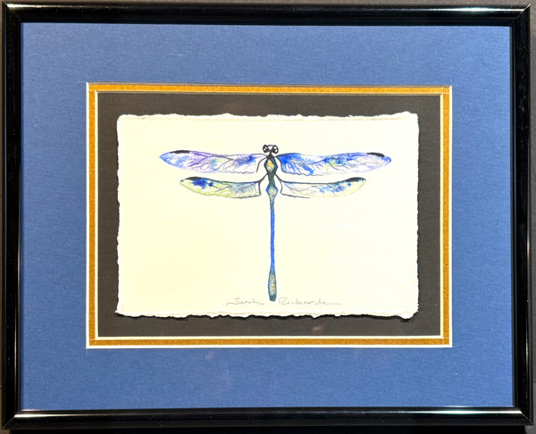 Dragonfly with 23K gold leaf framed to approx 9x11, $195