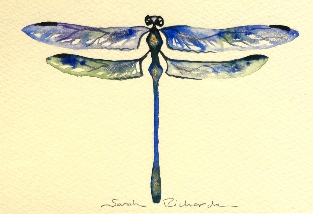 Dragonfly with 23K gold leaf framed to approx 9x11, $195