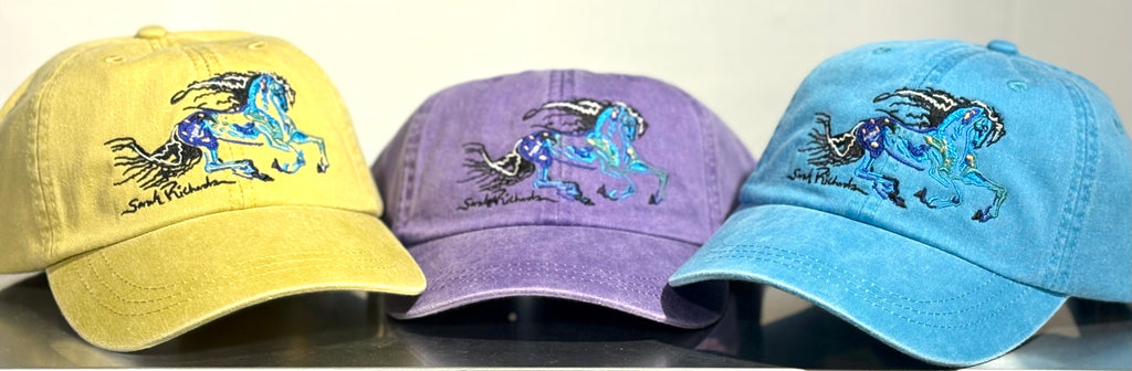 Galloping horse embroidered caps