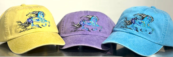 Galloping horse embroidered caps
