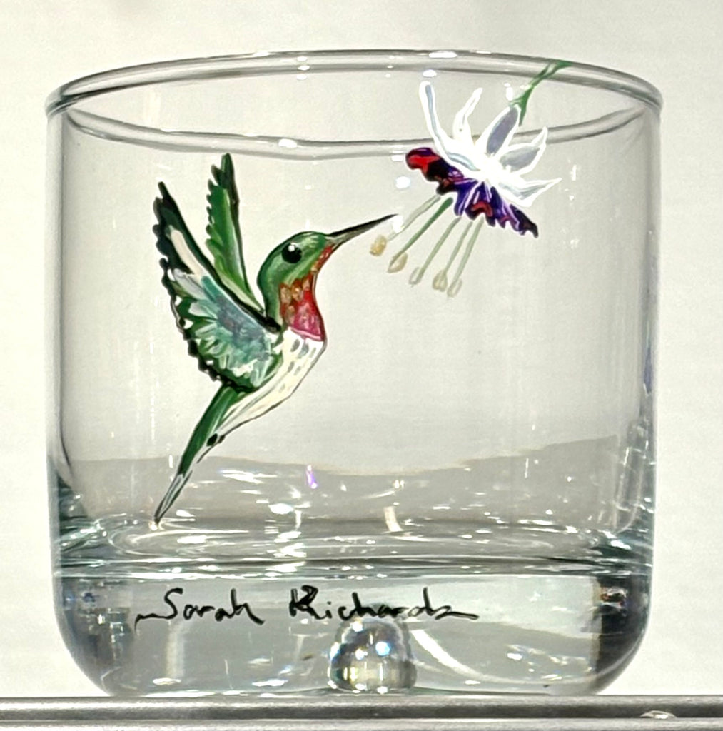 Hand-painted Rocks Glass; non-equine image