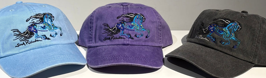 Galloping horse embroidered caps