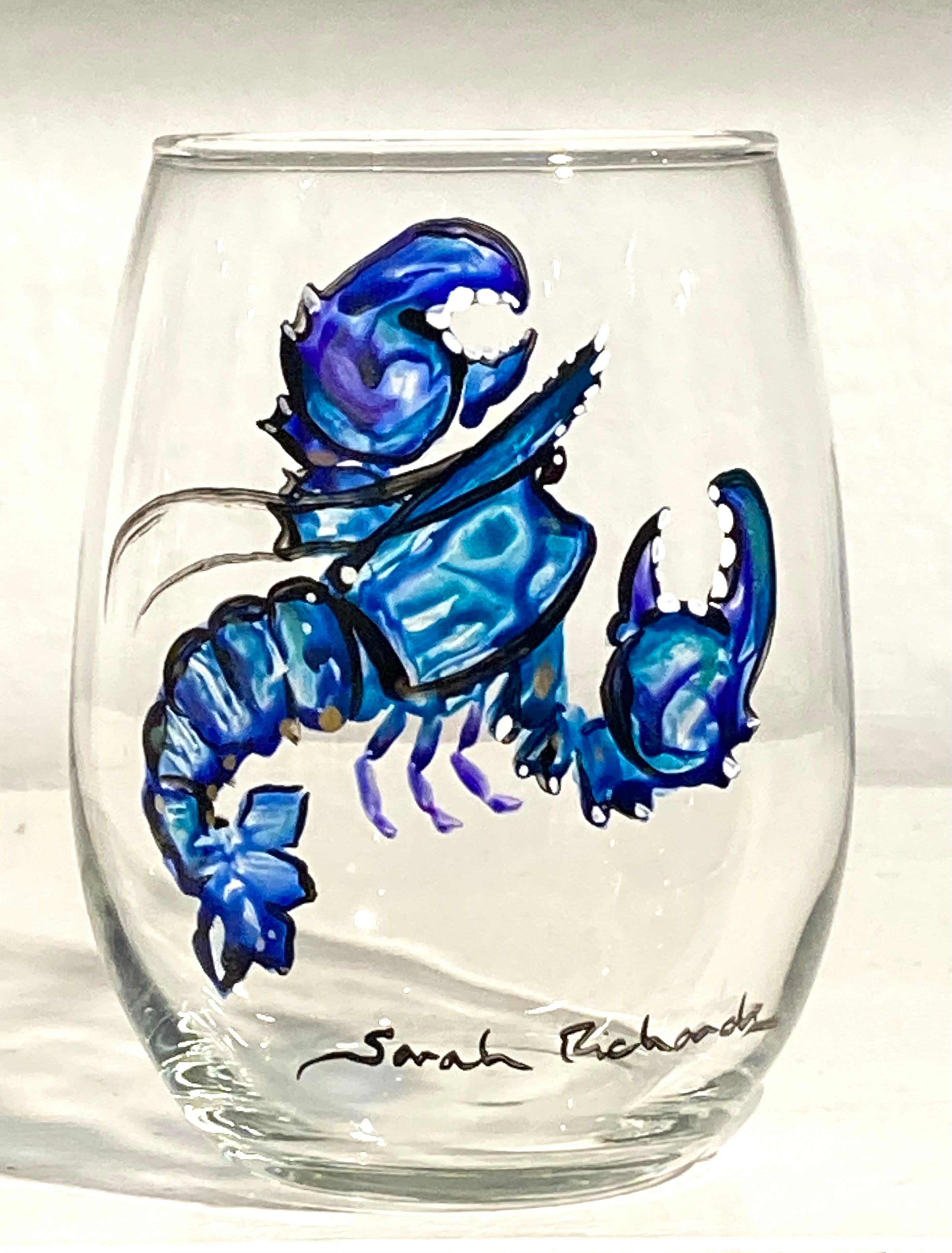 Hand-painted Wine Glass (stemless); non-equine image - Sarah Lynn
