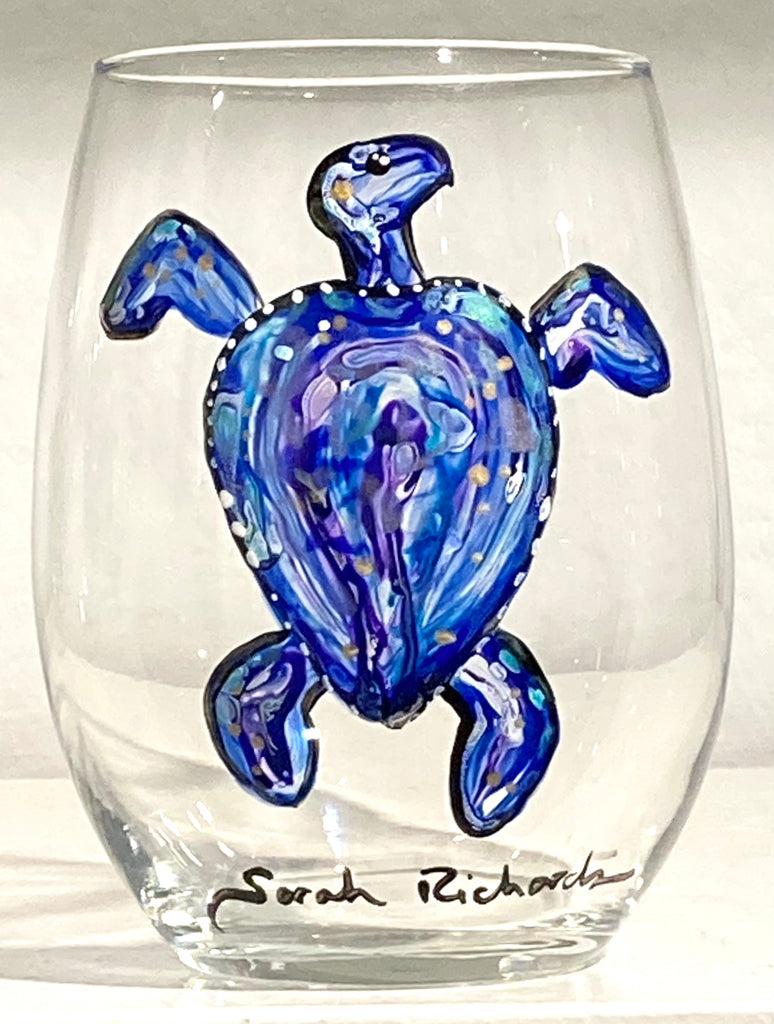 Hand-painted Wine Glass (stemless); non-equine image