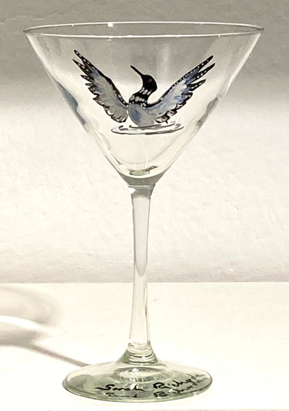 Hand-Painted Martini Glass; non-equine image