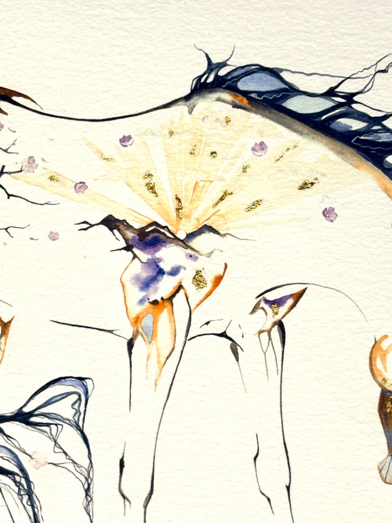 'Blossom' with 23K gold leaf, fully framed